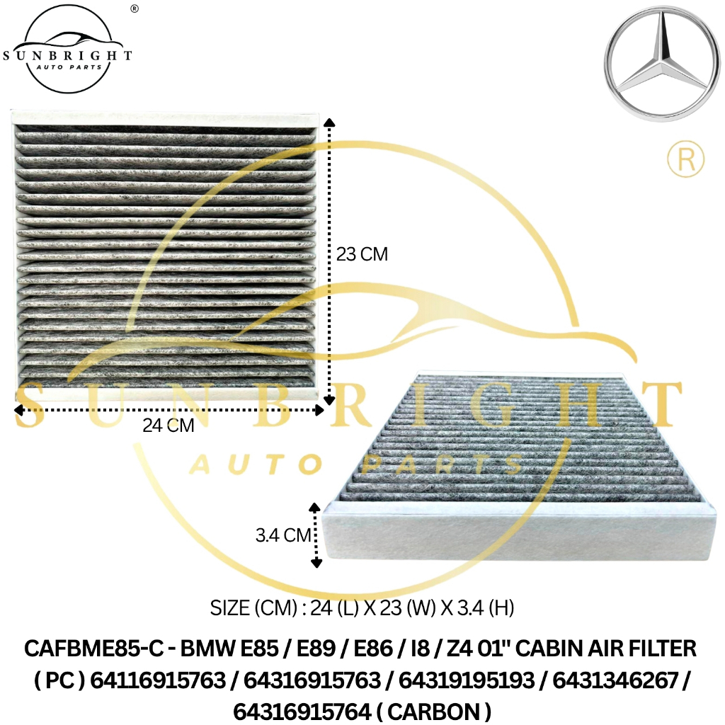 BMW E85/E89/E86/I8/Z4 01 CABIN AIR FILTER (PC) 64116915763/64316915763/64319195193/6431346267/643169