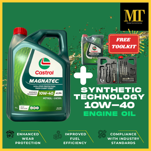 MT Castrol Magnatetec 10W-40 4L น้ํามันเครื่องเทคโนโลยีสังเคราะห์ API SP ACEA A3/B4 - เบนซินและดีเซล