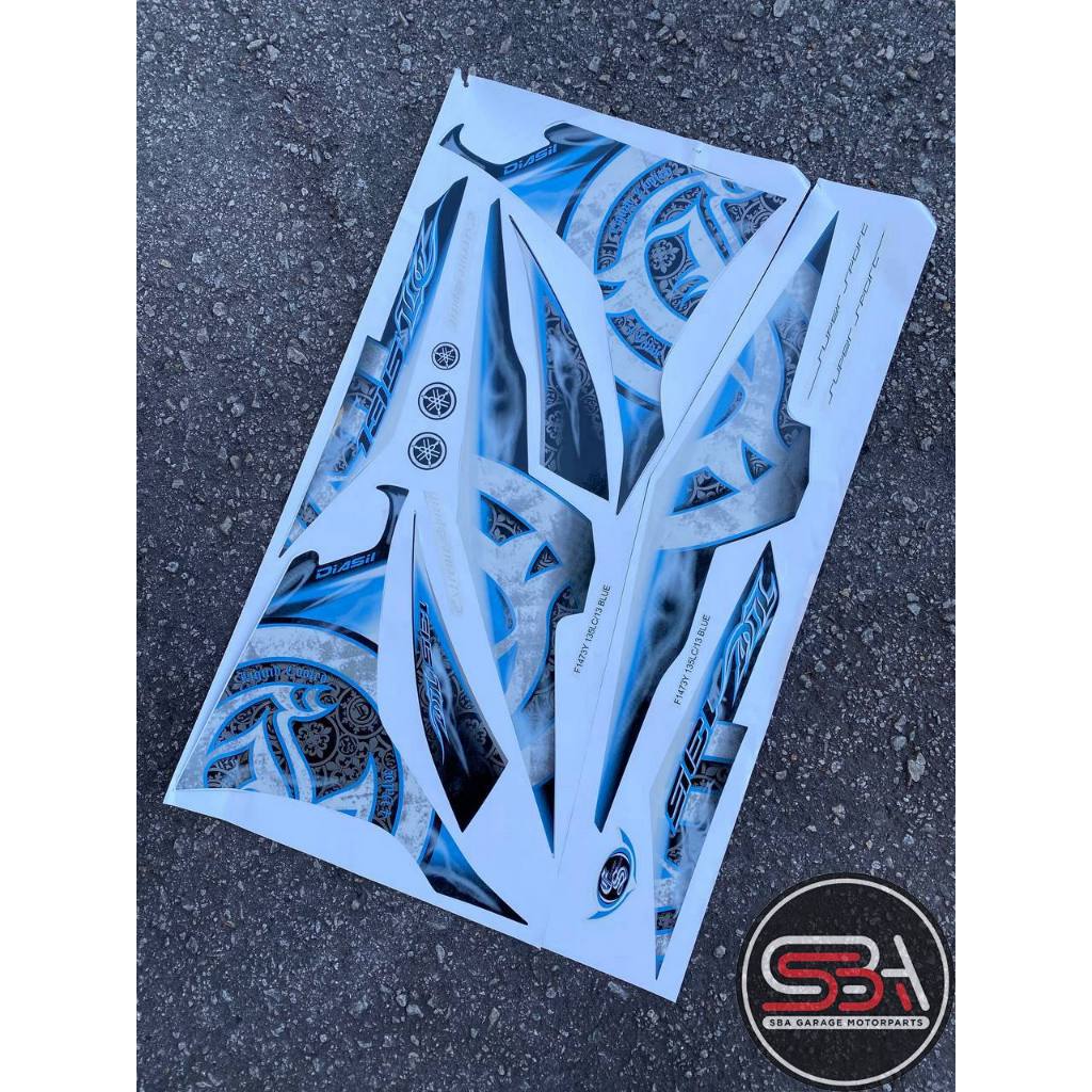สติ๊กเกอร์ BODYSET / ฝาครอบเทป LC V2 V3 V4 BIRU BATIK SMOKE MORITAKA YAMAHA NO 13