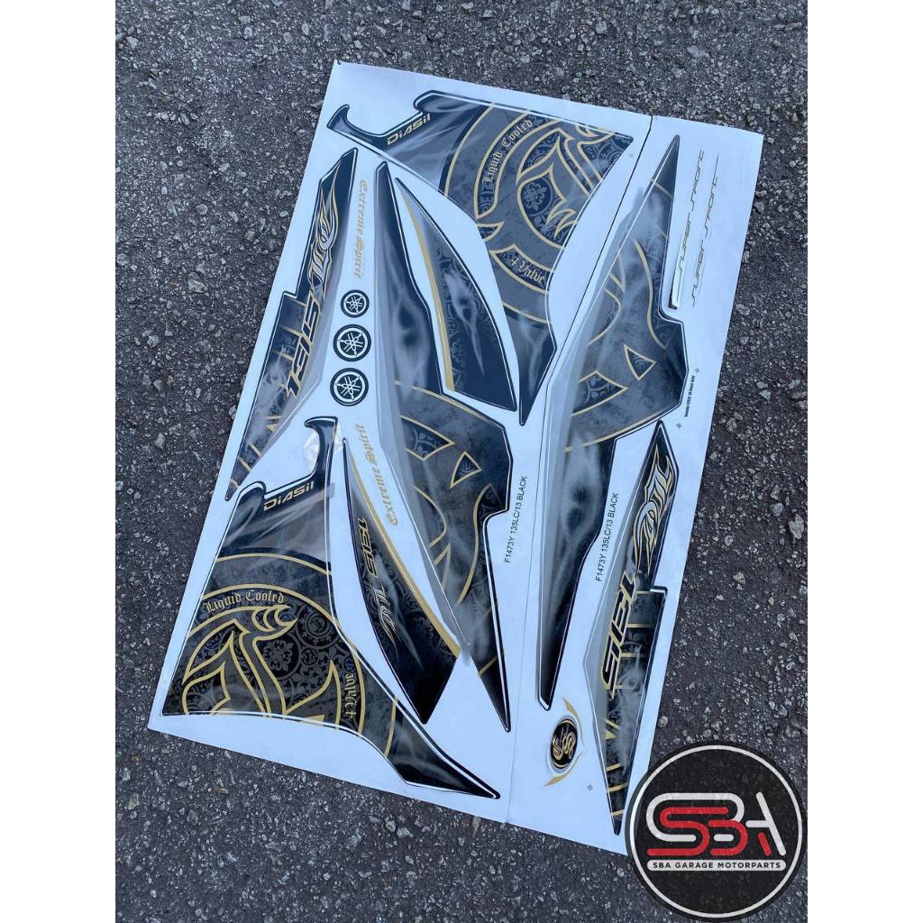 สติ๊กเกอร์ BODYSET / ฝาครอบเทป LC V2 V3 V4 HITAM GOLD BATIK MORITAKA YAMAHA NO 13