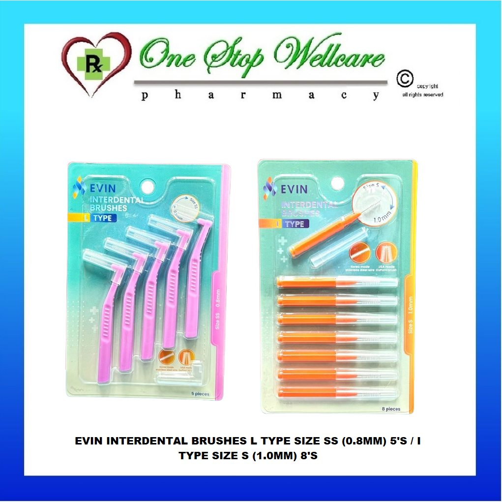 EVIN INTERDENTAL BRUSHES L TYPE SIZE SS (0.8MM) 5S / I TYPE SIZE S (1.0MM) 8S