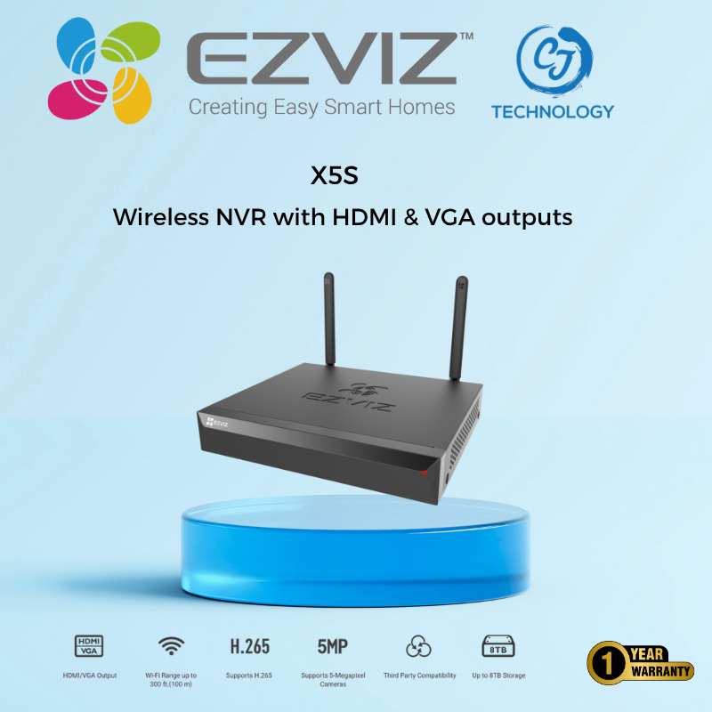 EZVIZ X5S - NVR ไร้สายพร้อมเอาต์พุต HDMI และ VGA