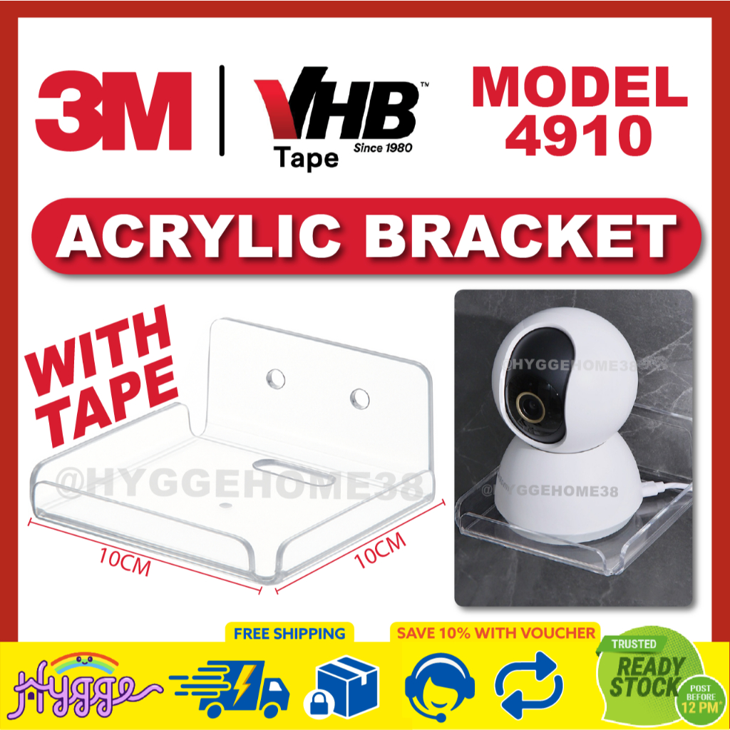 3M VHB 4910 Self-Adhesive Wall Mount กล้องวงจรปิดผู้ถืออะคริลิคโปร่งใส Bracket Rack Stand