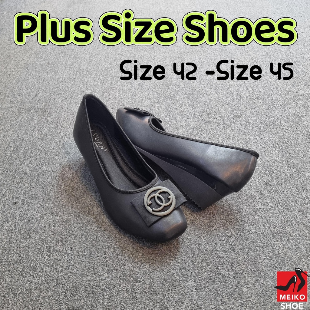 Plus ขนาด Kasut ขนาดใหญ่ 42-45 ผู้หญิง 2 นิ้ว Wedges รองเท้าสีดํา 999XL