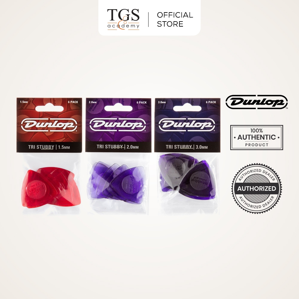 Jim Dunlop 473P150 / 473P200 / 473P300 Tri Stubby Guitar Picks (1.5 มม. / 2.0 มม. / 3.0 มม.) - 6 ชิ้