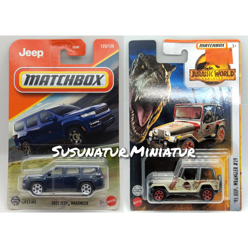 Matchbox 2022 Jeep Wagoneer , 93 Jeep Wrangler 29 , Jurassic World Dominion (การ์ด) MBX 2018 2025 Mi
