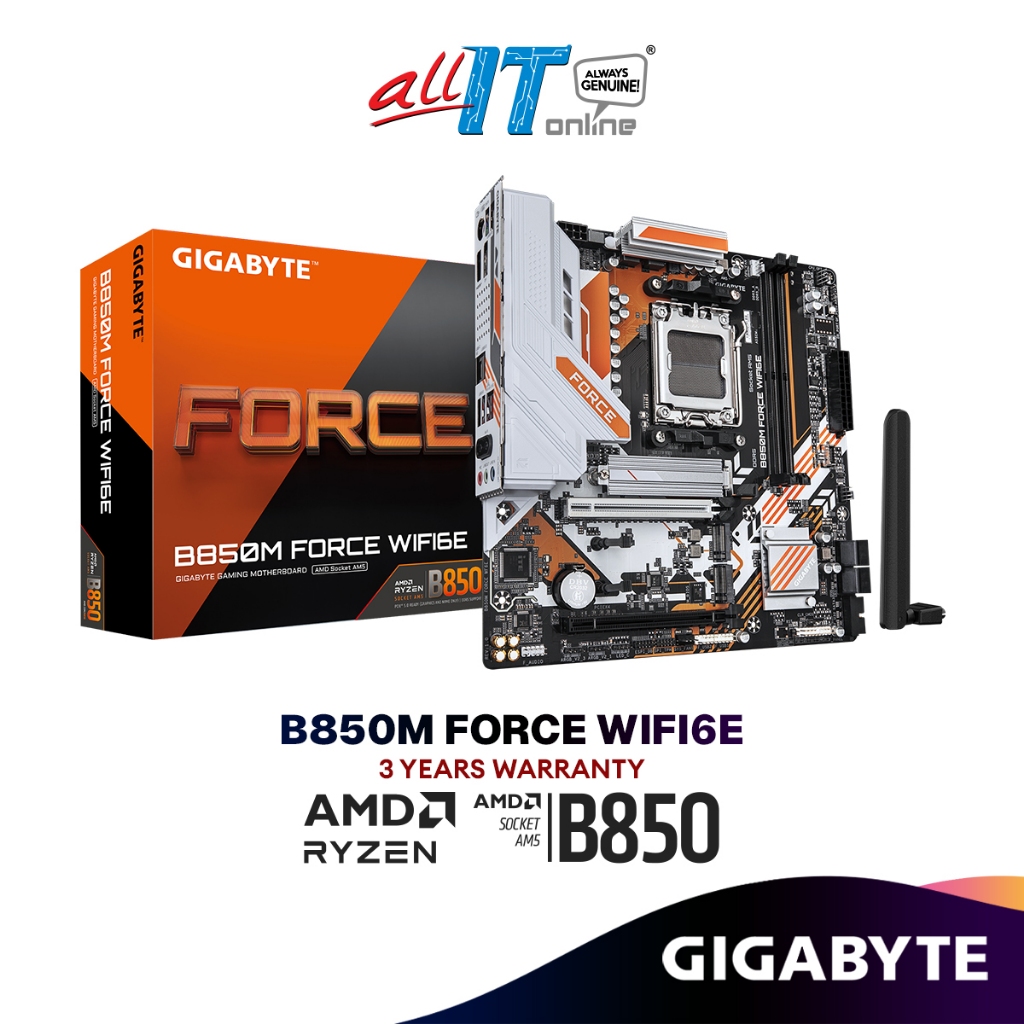 GIGABYTE B850M FORCE WIFI6E Micro ATX (mATX) เมนบอร์ดสําหรับเล่นเกม AMD AMD AM5 ซ็อกเก็ต