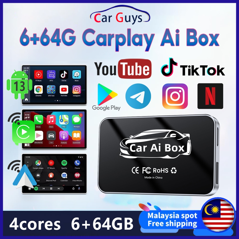 ใหม่ 6+64GB Carplay Ai Box Carplay Car Ai Box อะแดปเตอร์ Carplay ไร้สาย กล่อง Android Apple Dongle