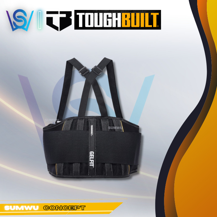 TOUGHBUILT GelFit เข็มขัดพยุงหลัง (TB-45G-M/TB-45G-L) ป้องกันเอวยางนุ่มก่อสร้างกลางแจ้งระบบกันสะเทือ