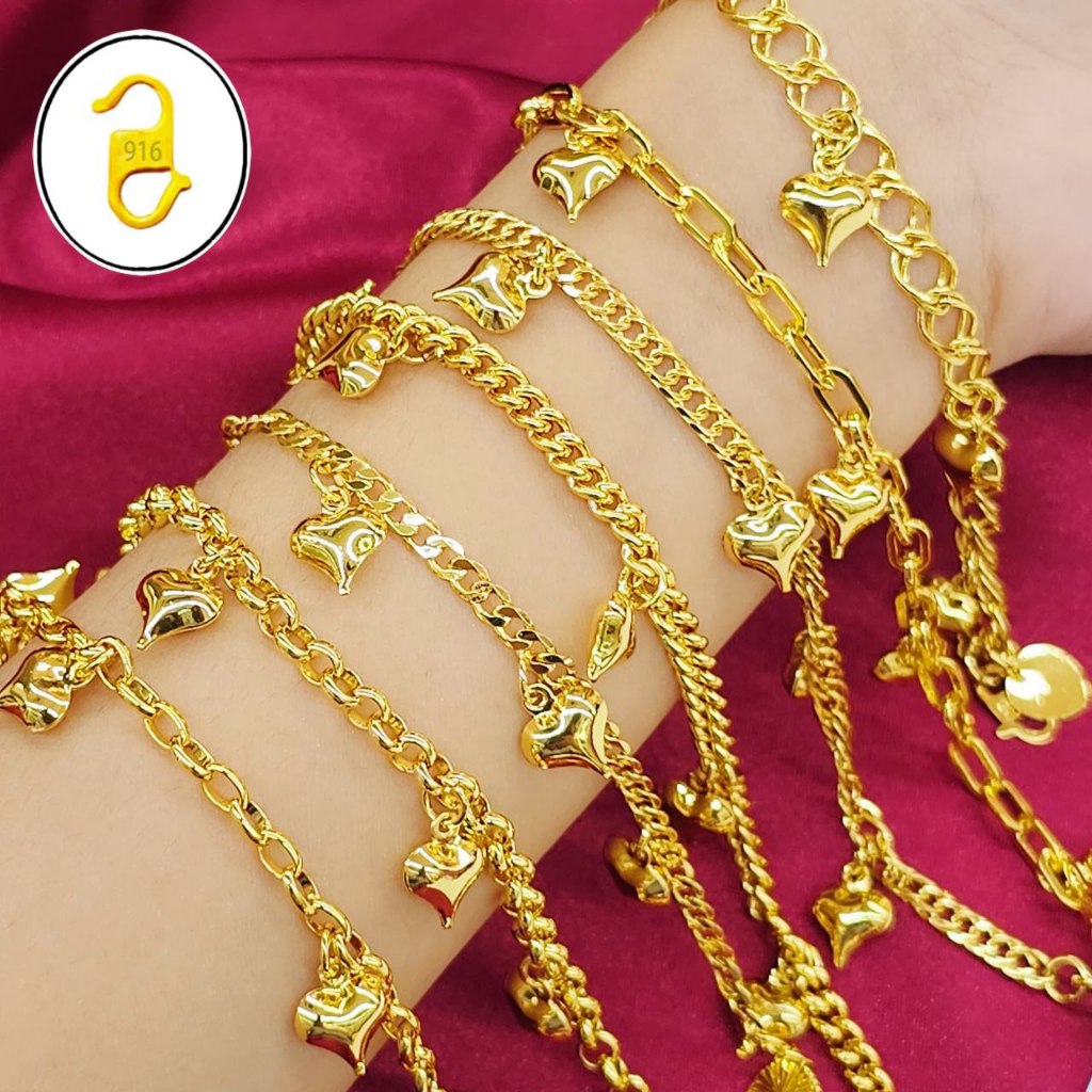 สร้อยข้อมือห้อยผู้ใหญ่ R014 24k Gold Titanium Gold Bangkok Gold 2025 A16