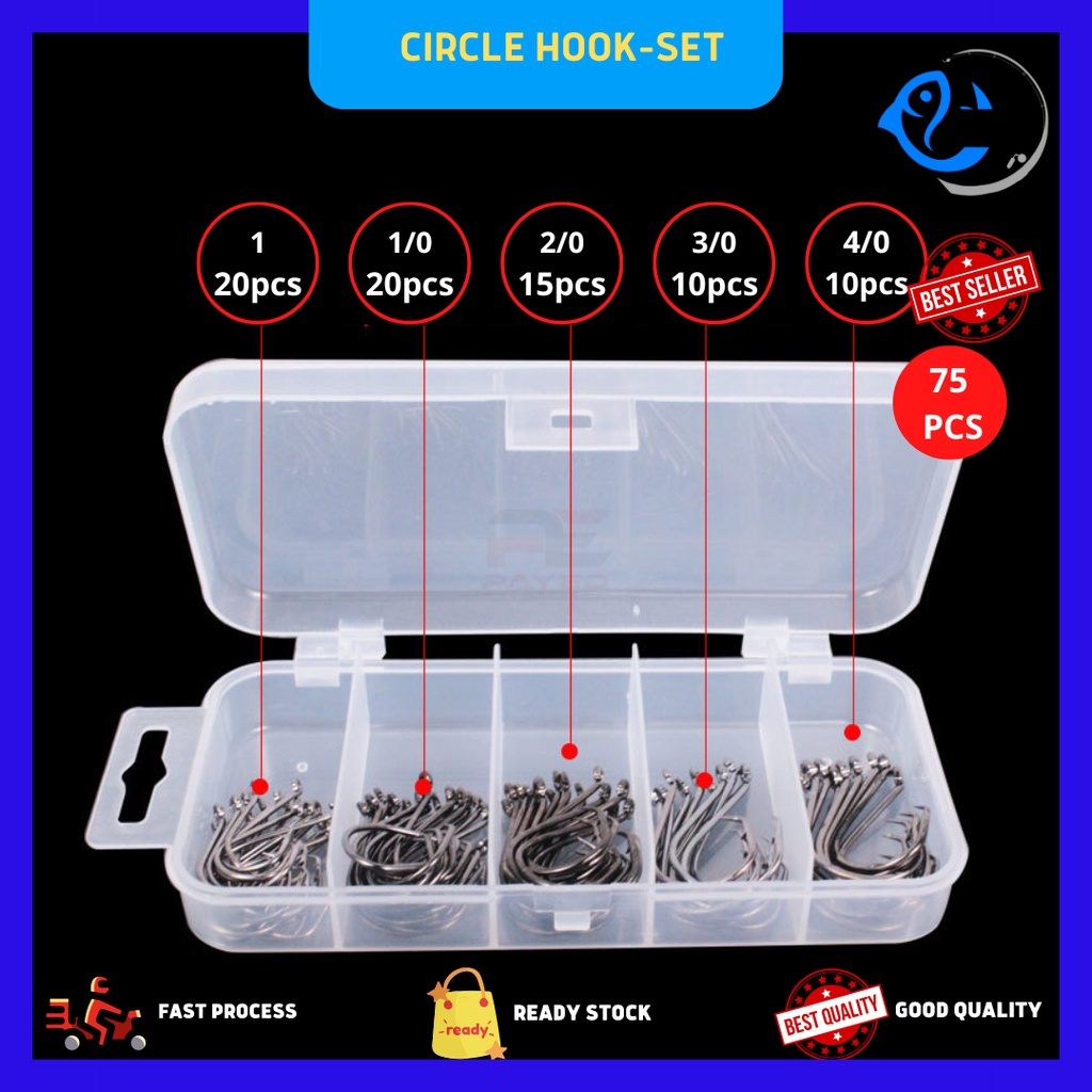 (40-75 ชิ้น) Matikail Circle Round & Hax Shape Set ขนาดต่างๆ, Circle & Hax Shape Hook สําหรับน้ําเค็