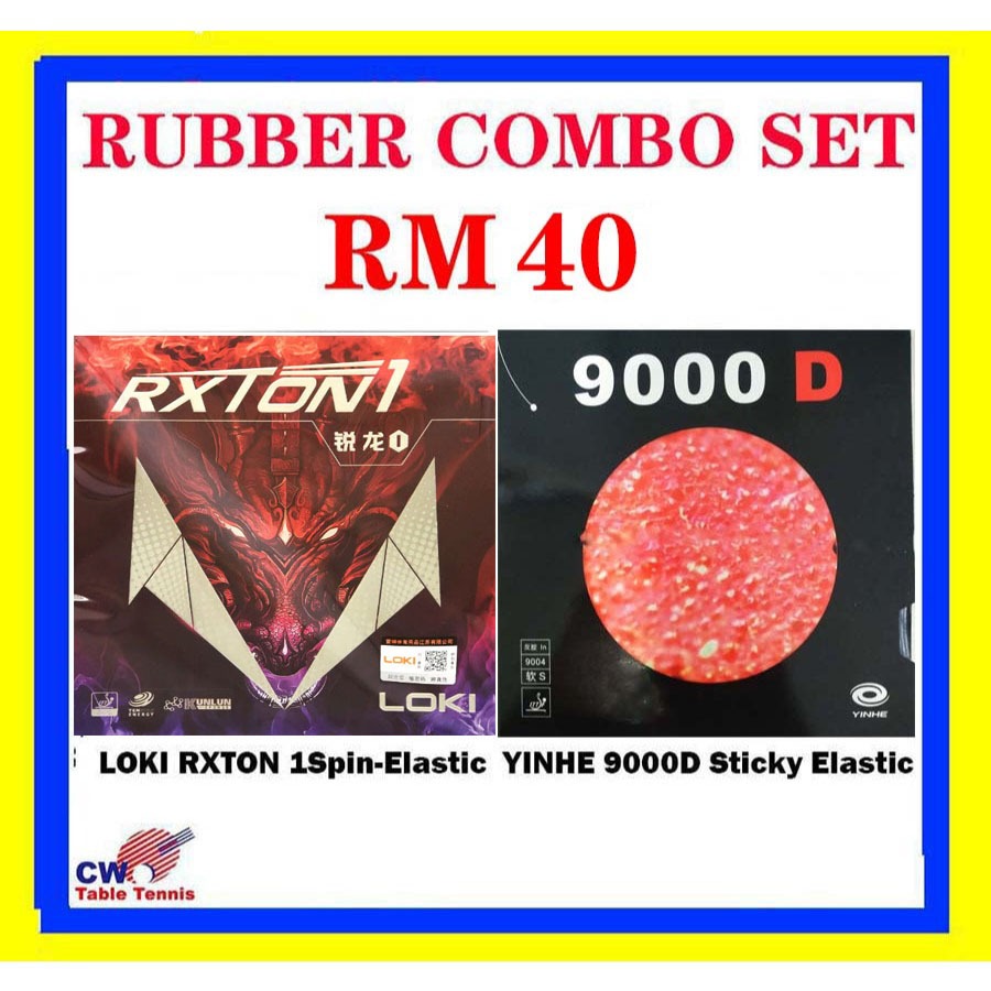 LOKI RXTON 1 Spin-Elastic Inverted Rubber + Yinhe 9000D Sticky Elastic Rubber PingPong Rubber COMBO 