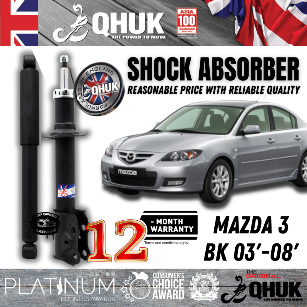 QHUK โช้คอัพแก๊ส Mazda 3 Bk ชุดหน้าหลัง