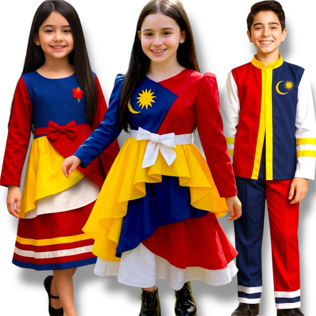 Baju Merdeka Budak Set Dress Lelaki/purumpuan kaine soft premium como-creap size 4yr-14yr