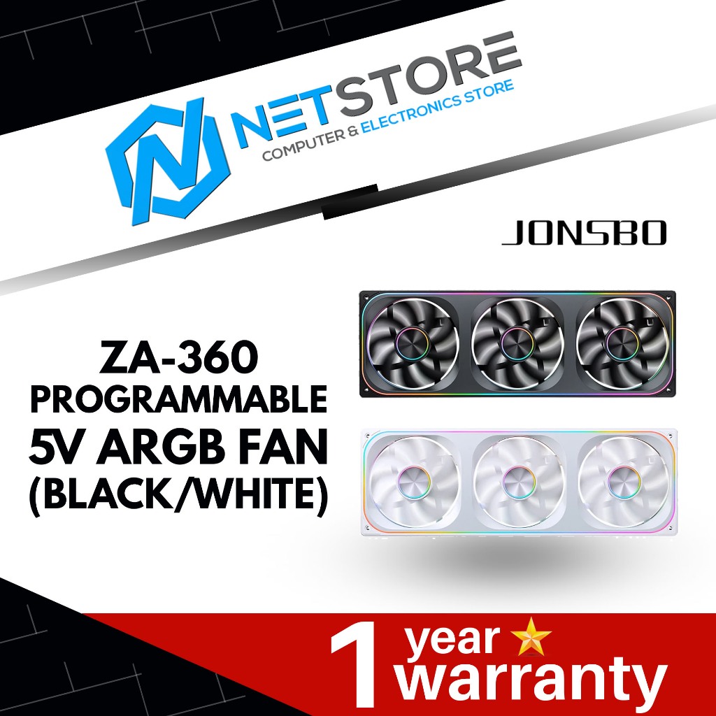 JONSBO ZA-360 PROGRAMMABLE 5V ARGB FAN (สีดํา/ขาว)