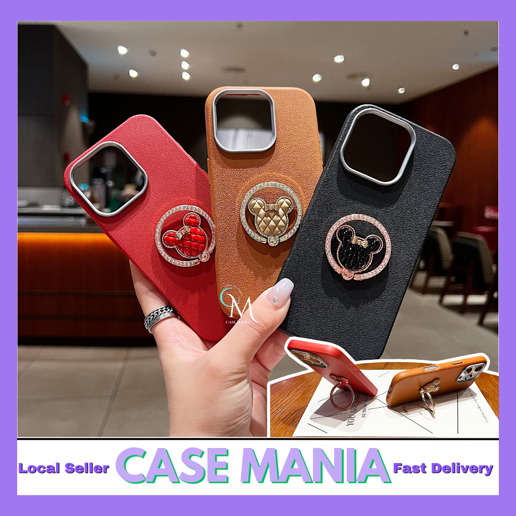 Realme 5 5i 5s 6i 9i 14x C3 C12 C15 C35 C51 C53 C55 C63 C65 C67 C75 C75x Fon Sarung หนัง Minnie แหวน