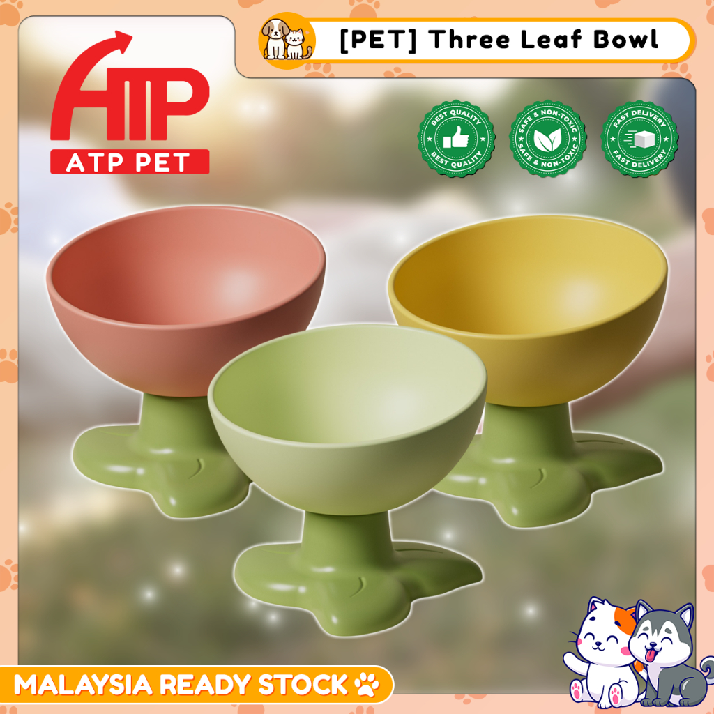 ATP PET ATP PET Bekas Makan Kucing Leaf ดอกไม้ชามสัตว์เลี้ยง Anti-slip สูงเท้าคอป้องกันแมวสุนัขชามอา
