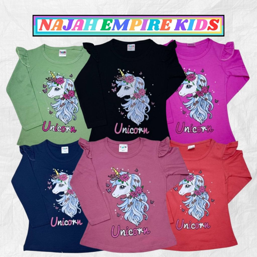 เสื้อยืด Kids Unicorn 02 (2 Years - 16 Years) แขนยาว ผ้าคอตตอน 100%