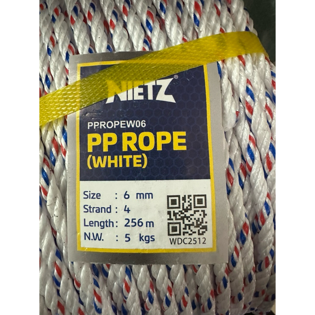 (1ROLL) 6MM Nylon PP Rope Polypropylene White PP Rope Goat Rope Net / Cow Rope