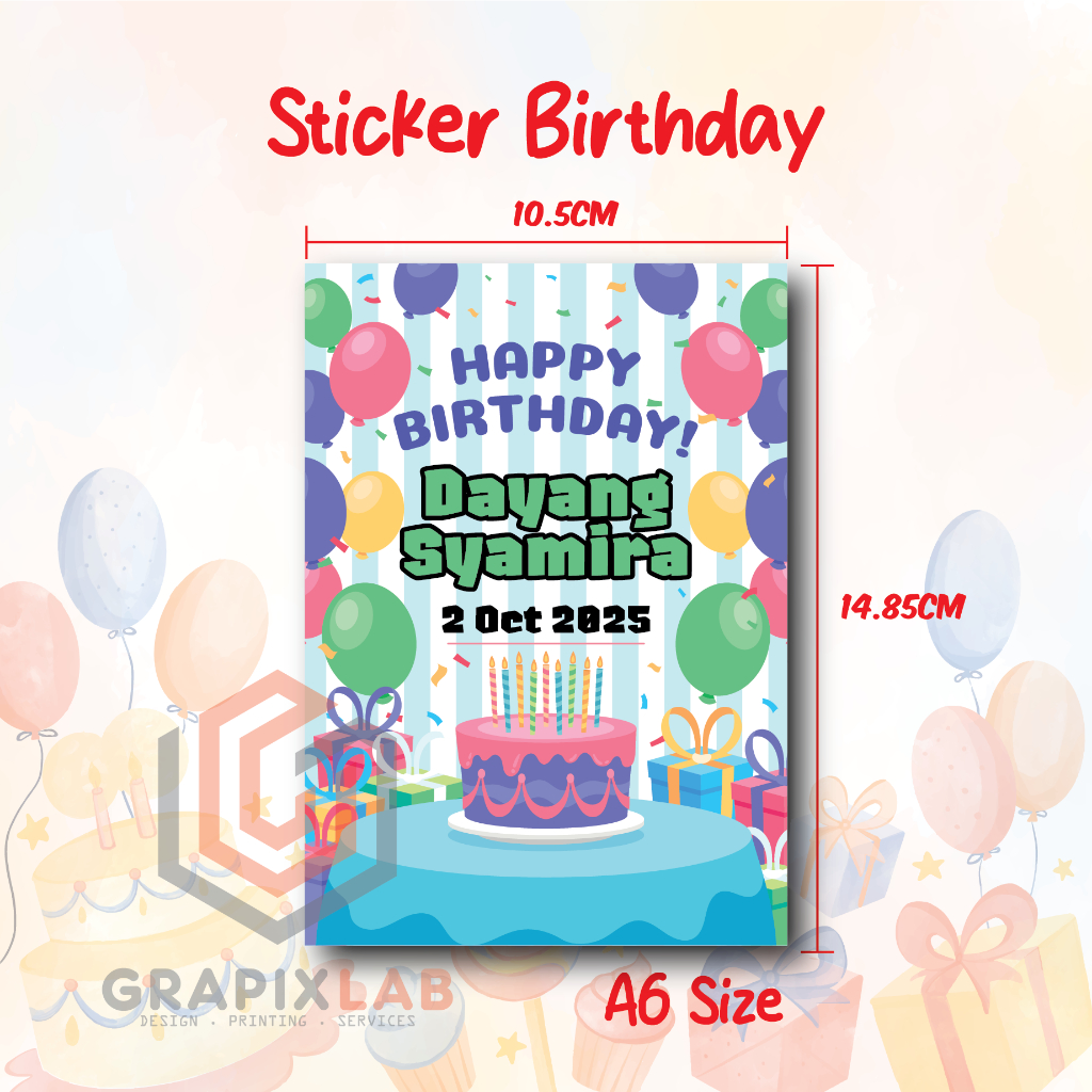 A6 STICKER / สติ๊กเกอร์ saiz A6