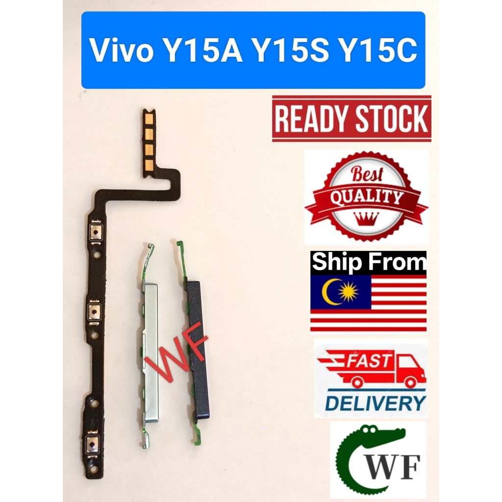สําหรับ Vivo Y15A Y15S Y15C V2134 V2120 V2147 V2139 ลายนิ้วมือเปิดปุ่มปรับระดับเสียงปุ่มเปิดปิดปริมา