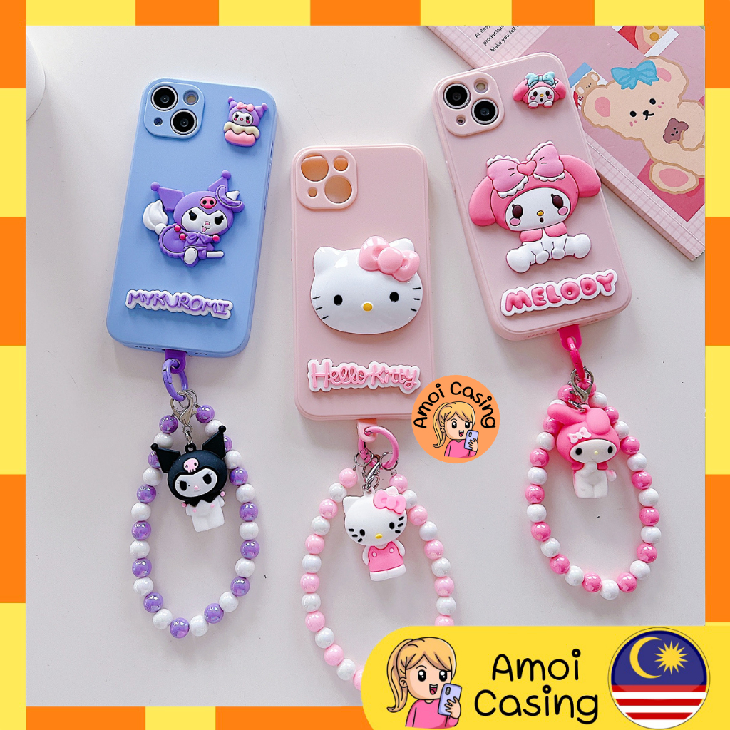 Oppo A3 Pro A5 A53 2020 A15 A15s A16 A17 A17k A18 A38 sanrio fon sarung chain case โทรศัพท์