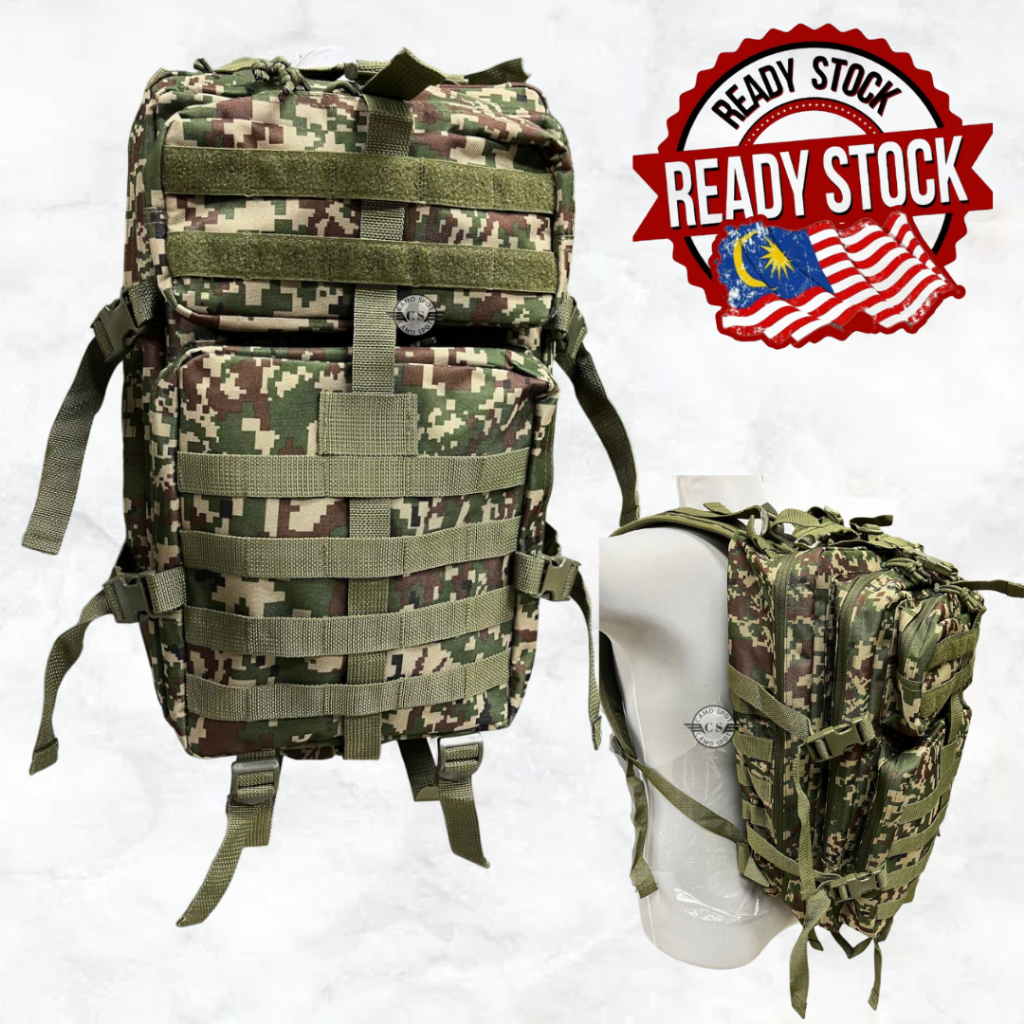 CAMOPPOT BAGPACK 60L CORAK DIGITAL HIJAU BESAR TAHAN LASAK
