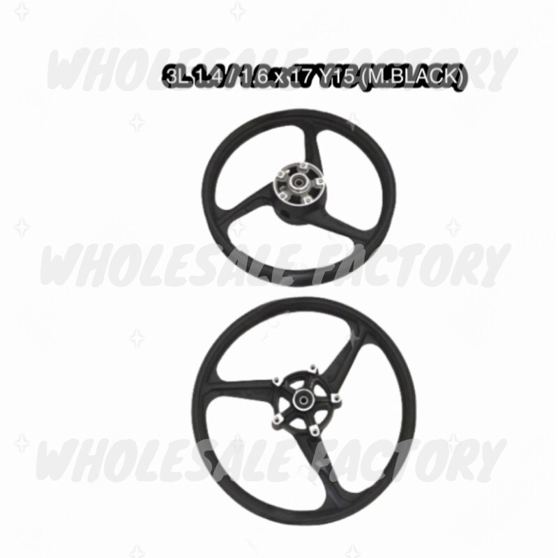 SPORT RIM YAMAHA Y15 Y15ZR Y125Z 3L 3 BATANG 1.4 / 1.6 x 17 M.BLACK / BLUE / F.BLACK