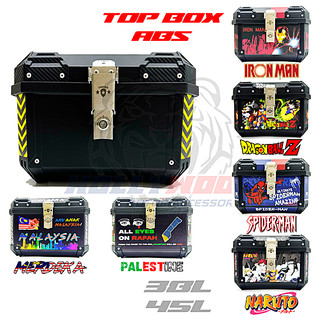 TOP BOX BELAKANG MOTOR TANKER 45L 55L 70L ALUMINIUM STAINLESS STEEL LOCK ABS BLACK+BACKREST CUSHION