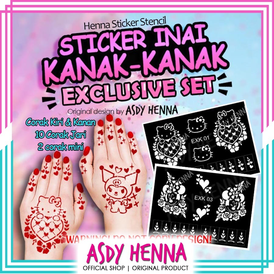 ชุดสติกเกอร์พิเศษสําหรับเด็กสําหรับเด็ก Kartun DIY Henna Budak ASDY Henna โดย ASDY Henna