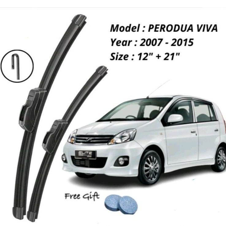 PERODUA VIVA 12 X 21 ยางซิลิโคน WIPER BLADE JAPAN TECHNOLOGY WINDSCREEN CUCI CERMIN