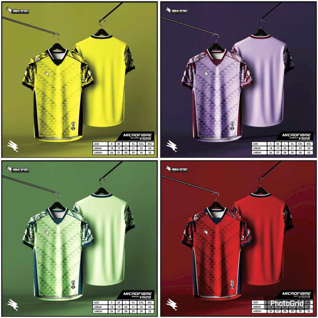 Virus Sport VS26 เสื้อไมโครไฟเบอร์ Retro Collar Short Sleeve Unisex Jersey Sukan Bola Sepak & Futsal