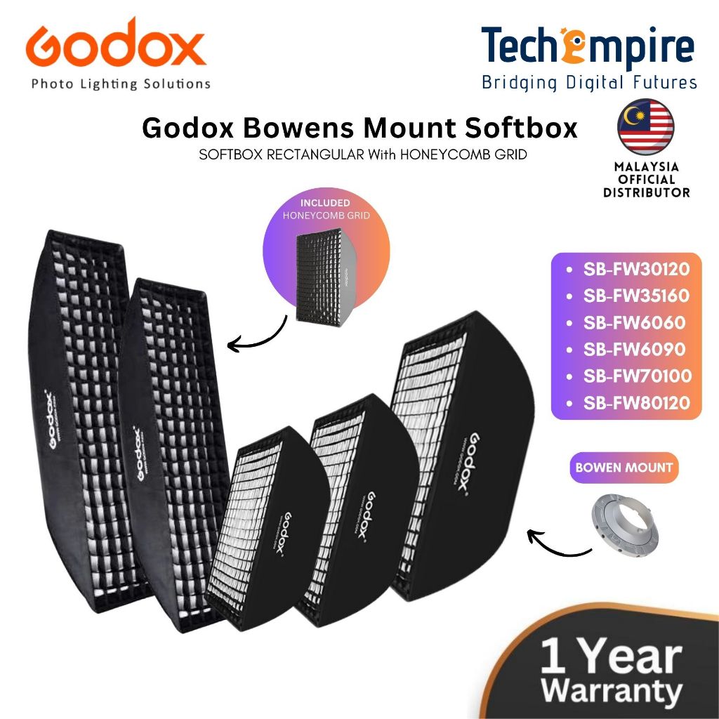 Godox Softbox SB-FW Strip Beehive Honeycomb Grid Softbox สําหรับ Bowens Mount Studio Flash Light การ