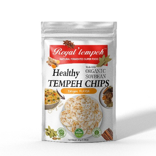 Healthy Tempeh Chips ผลิตจากถั่วเหลืองออร์แกนิก!! - โดย เทมเป้ของรอยัล - รส Briyani - 85g