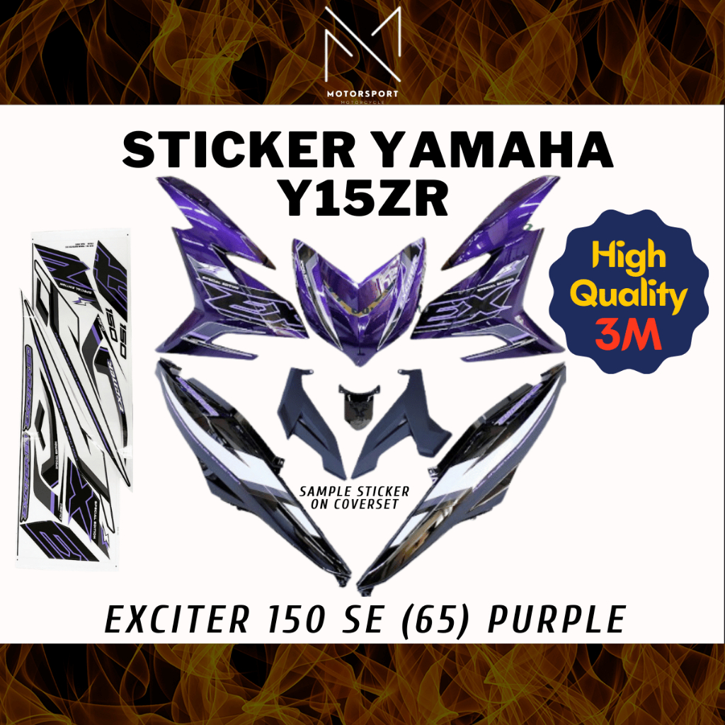 YAMAHA Y15zr Coverset Sticker Exciter 150 SE (65) 3M Premium Sticker Pelekat Kauver Motor