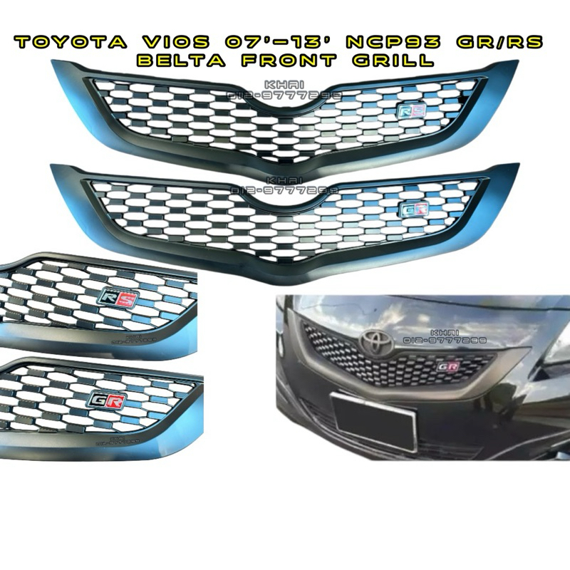 Toyota Vios 2007-2013 NCP93 GR / RS Belta กระจังหน้า Salong Grille Sport Matt Black No Paint