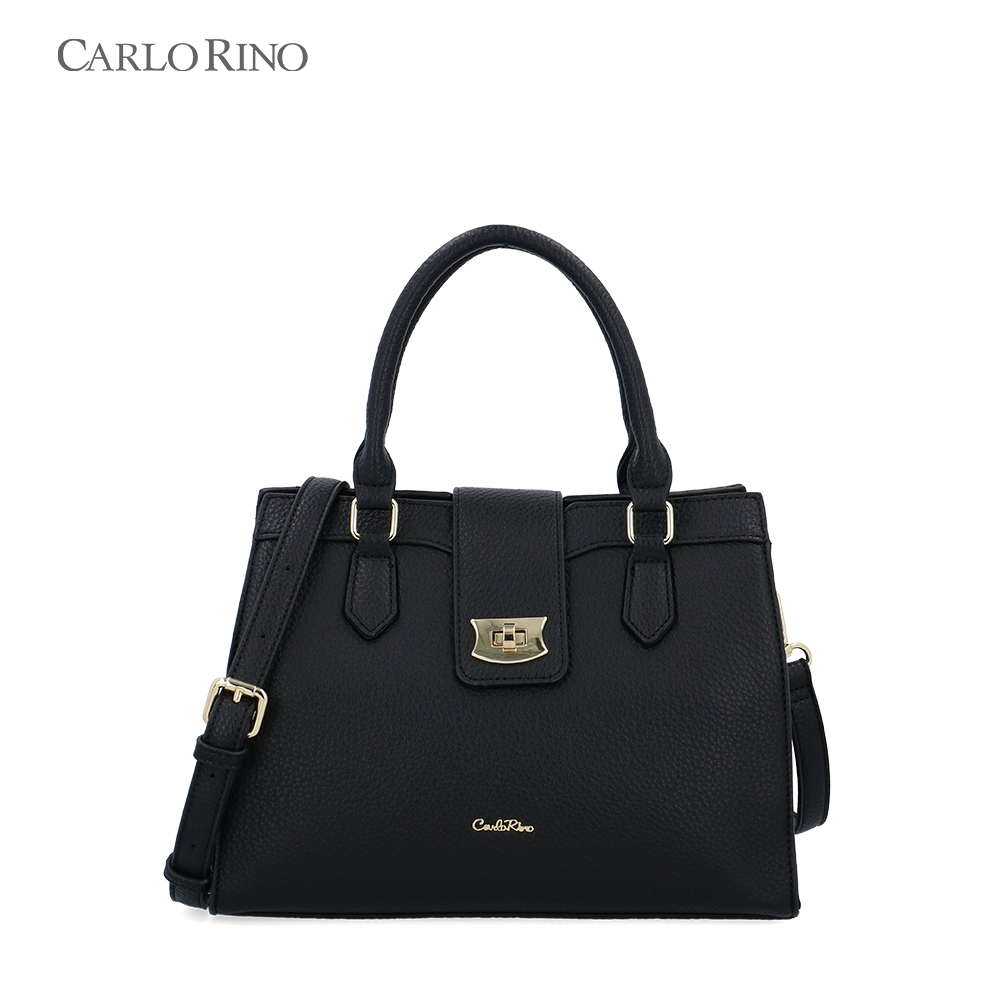 Carlo Rino Juvia Lock Accent Top Handle - สีดํา