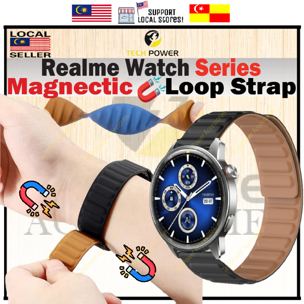 Realme Watch Strap Magnetic Loop Strap, Tali Jam Magnetik Realme Watch 5/ Realme Watch S2/ Watch 3/p