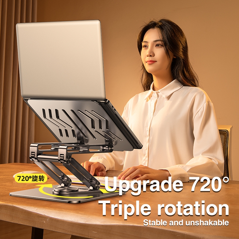 RTAKO 720 ขาตั้งแล็ปท็อปสํานักงานแบบพกพาแนวตั้งเดสก์ท็อปความสูงปรับฐานอลูมิเนียม RS-CP84S