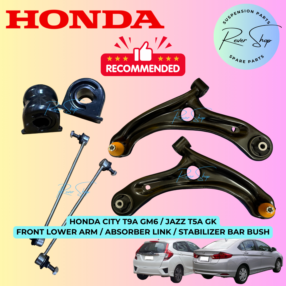 6 Item Combo Set Honda City T9A GM6 1.5, Jazz GK T5A 1.5 15-19Y แขนล่างด้านหน้า, ลิงค์โช้คอัพ, Stabi