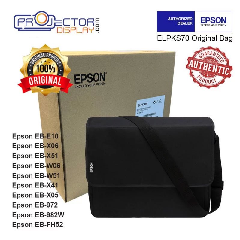 Epson ELPKS69 โปรเจคเตอร์ Soft Carrying Case, กระเป๋า, สําหรับ EB-E01 EB-E10 EB-X06 EB-X51 EB-W06 EB