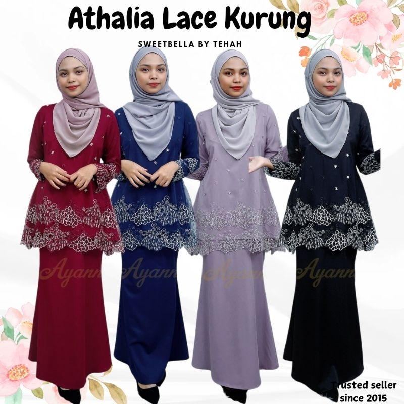 Baju Raya 2025 Athalia Lace Kurung Stok