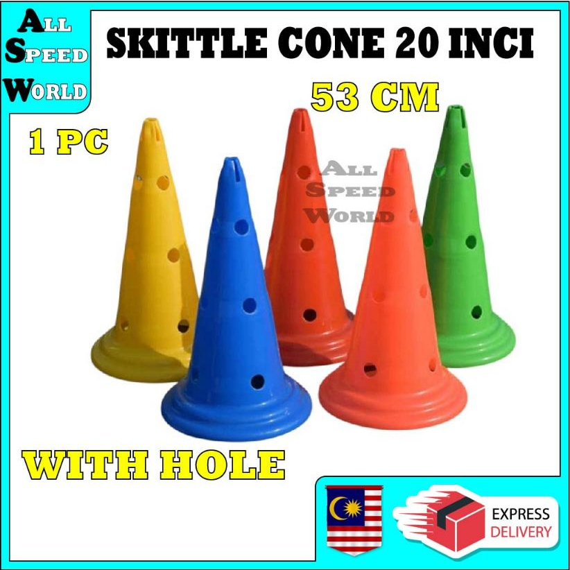 1 ชิ้น SKITTLE CONE 20 INCI พร้อม HOLES / ( 53 CM ) / KONE BERLUBANG