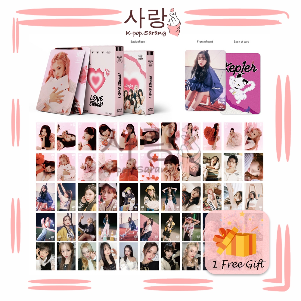 55 ชิ้น Kep1erLOVE STRUCK!ชุดการ์ด LOMO หัวใจสีชมพูคอลเลกชัน Kpop Huening Bahyyih Ezaki Hikaru Choi 