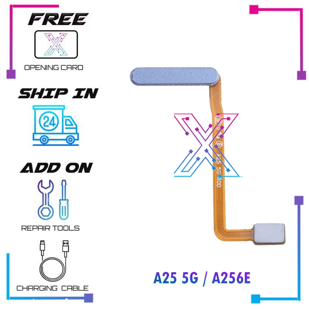 ปุ่มลายนิ้วมือ Flex Cable สําหรับ SAMSUNG A25 5G A256E (พร้อมสวิตช์เปิดปิดไฟ)