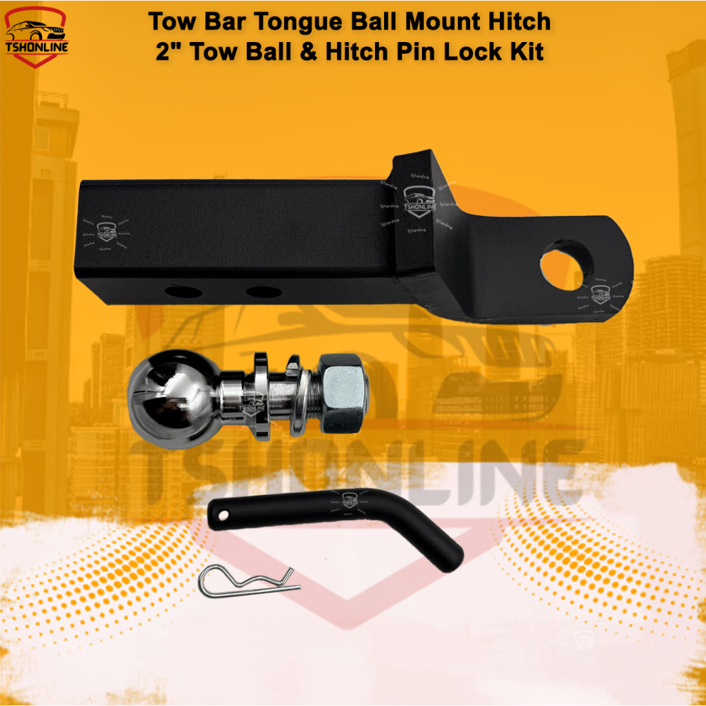 Tow Bar Tongue Ball Mount Hitch 2" Tow Ball & Hitch Pin Lock Kit ลากจูงบาร์