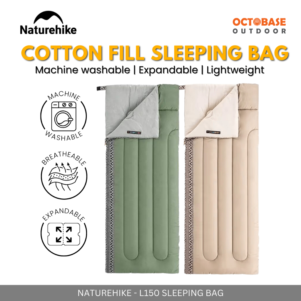 NATUREHIKE - L150 SLEEPING BAG ULTRA-LIGHT WASHABLE COMFORTABLE สําหรับเดินป่าตั้งแคมป์กลางแจ้งในร่ม