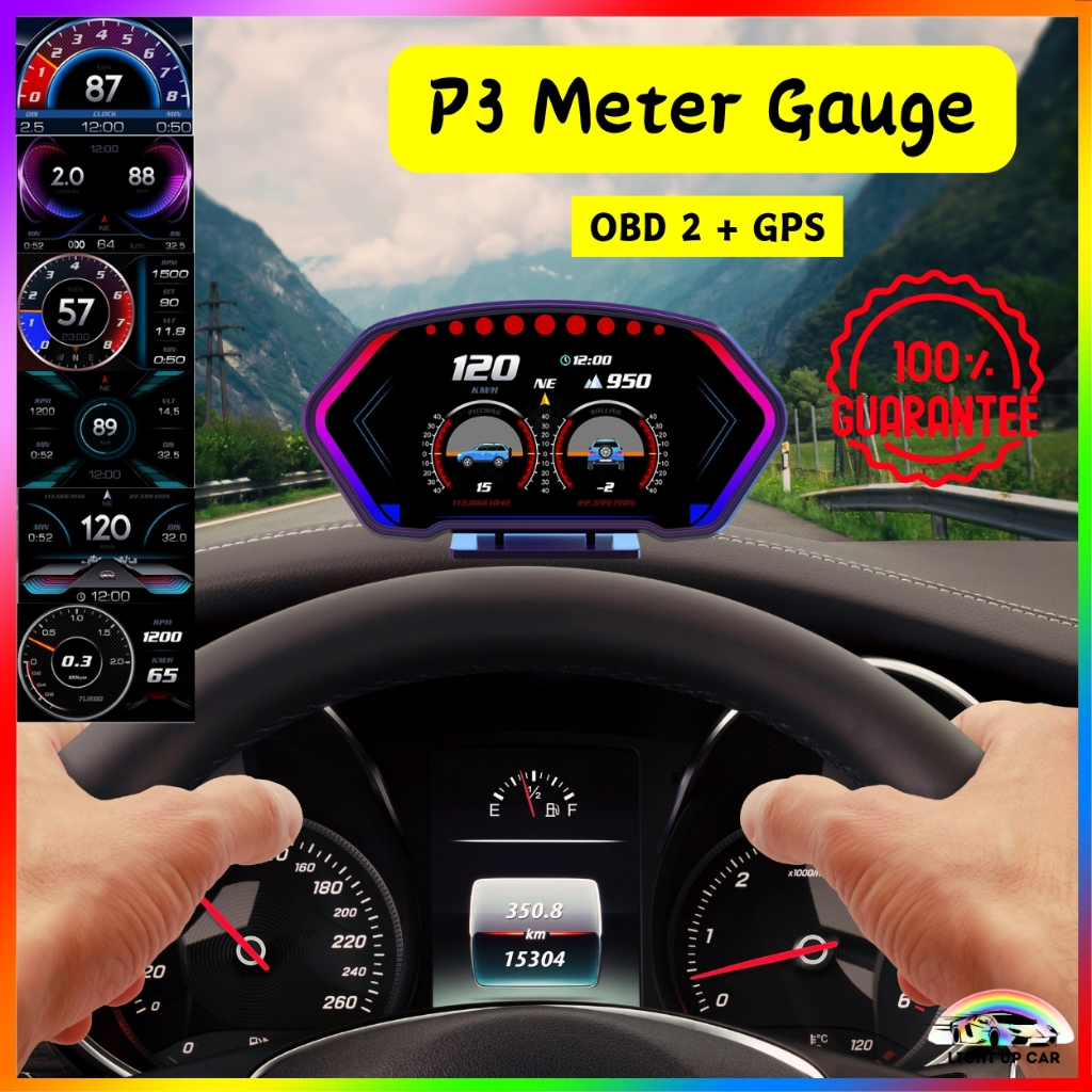 LUC รถ LED P3 OBD GAUGE เมตร OBD2 เมตร OBD + GPS P3 OBD2 DIGITAL เมตร SCANNER สําหรับ PROTON HONDA P