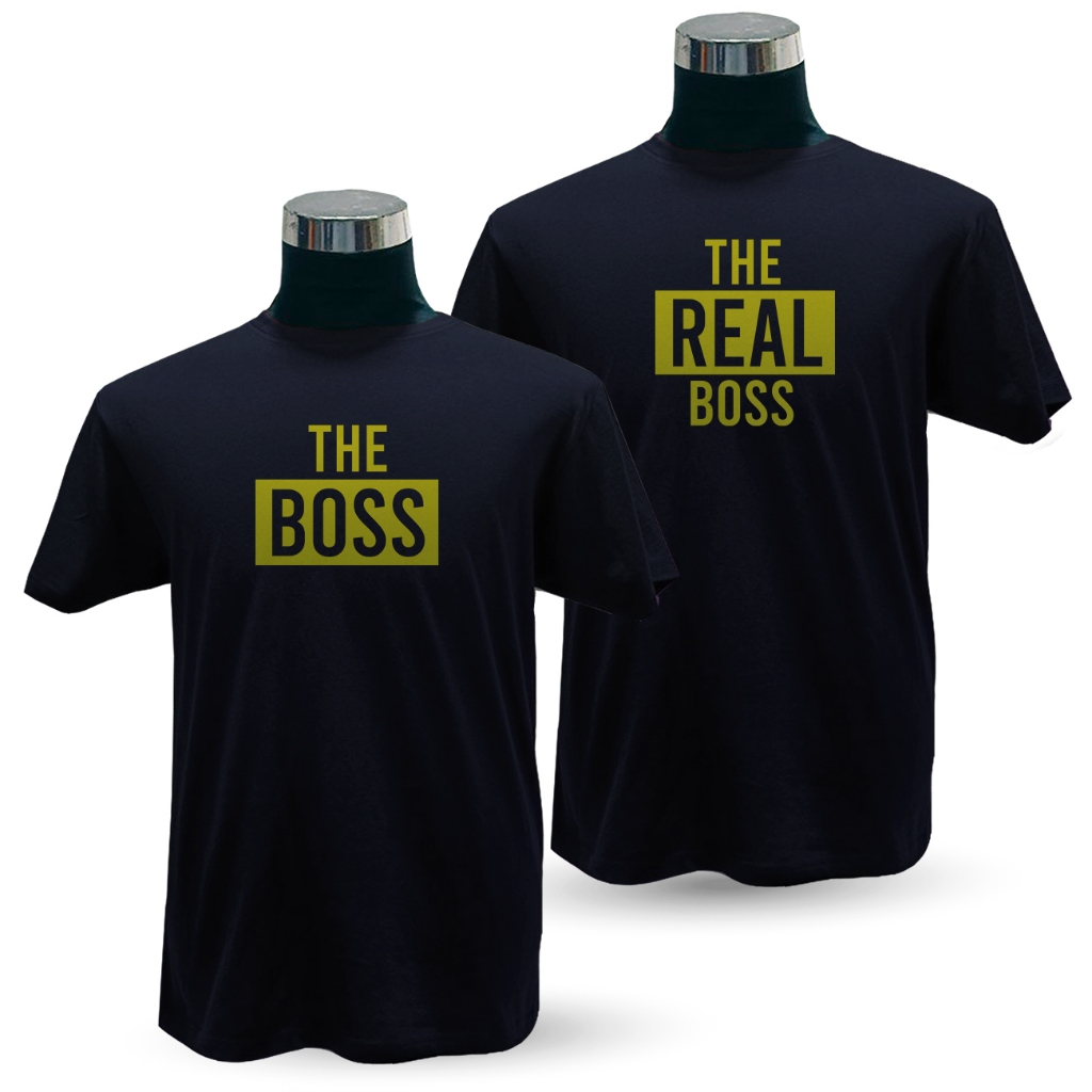 เสื้อยืดคู่รัก The Boss & The Real Boss - เสื้อยืดสีดํา - Groovytee