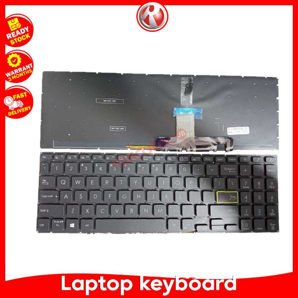 Asus Vivobook S533 S533E S533EA S533F S533FA E510M แป้นพิมพ์แล็ปท็อปสีดํา